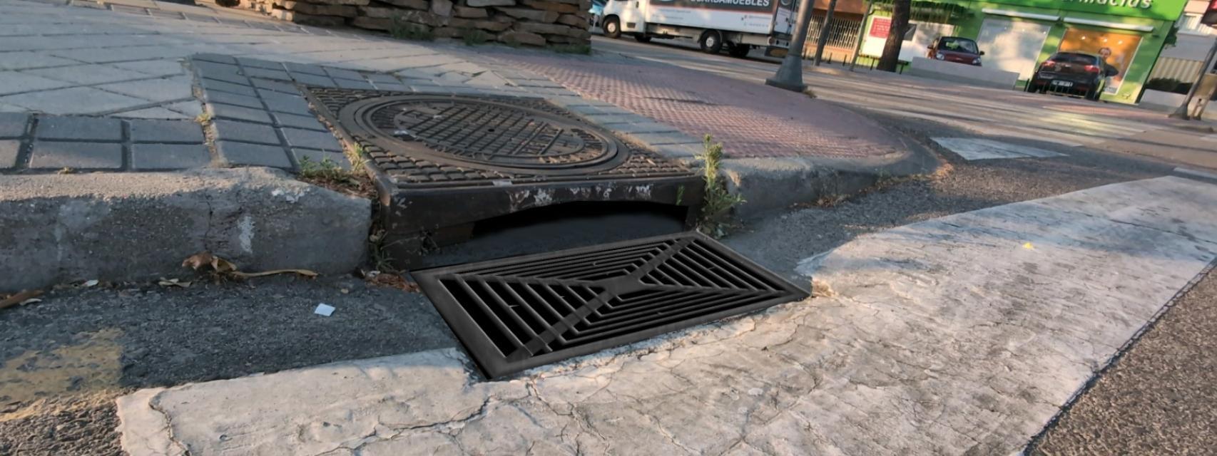 Concepto de la alcantarilla WAG instalada en una calle de Madrid.