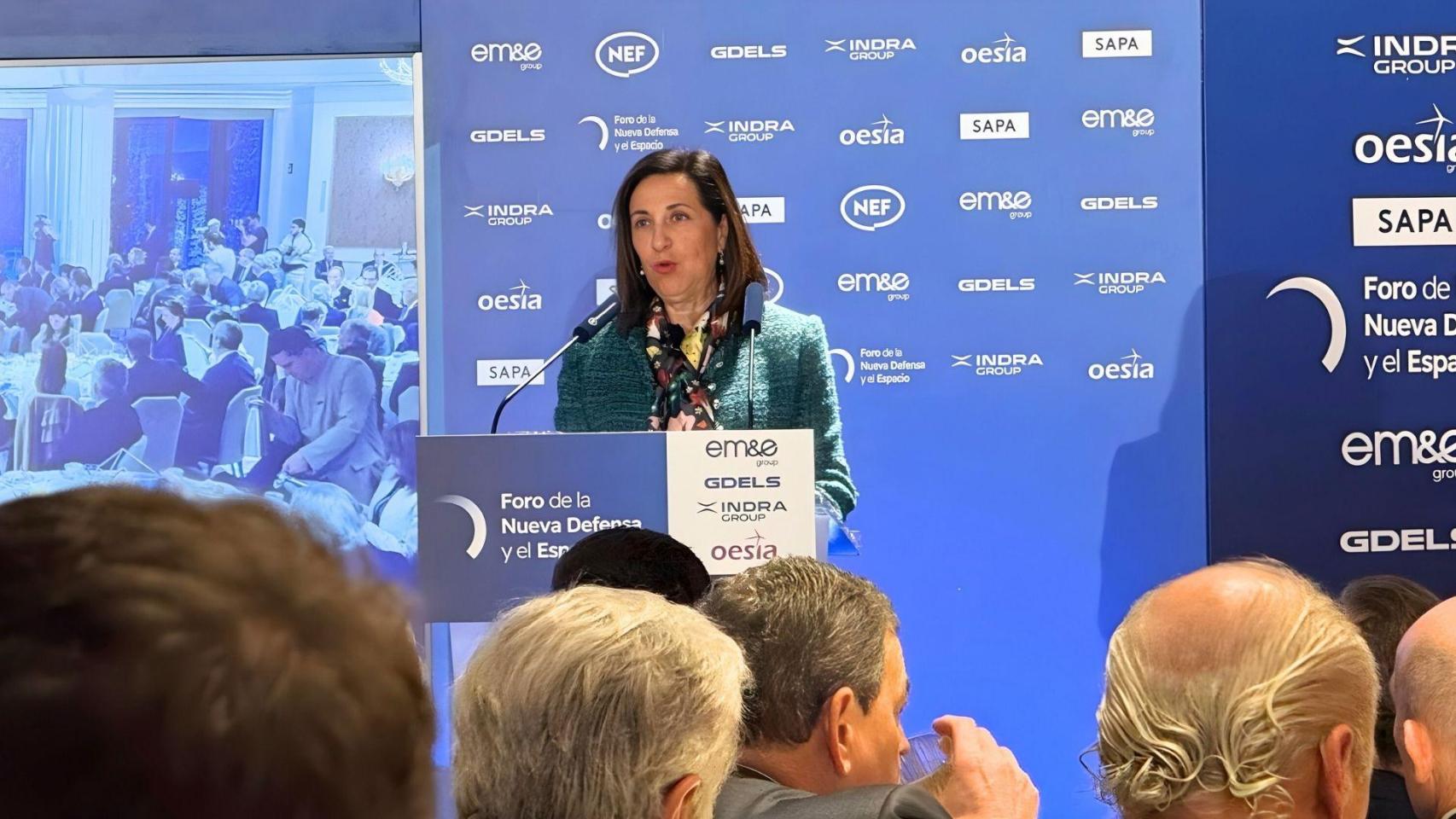 Margarita Robles.en un desayuno informativo organizado en Madrid por Nueva Economía Fórum.