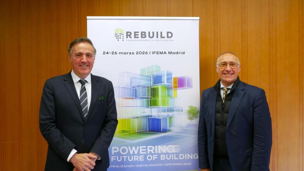 David Martínez, presidente de REBUILD, junto con Ignasi Pérez-Arnal, director del Congreso de Arquitectura Avanzada y Construcción.