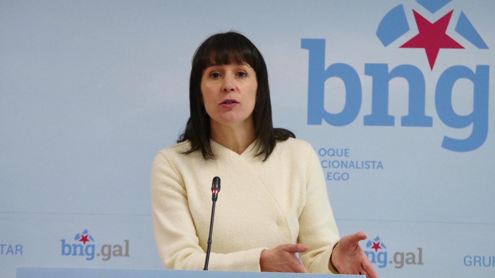 La líder del BNG, Ana Pontón, ante los medios.