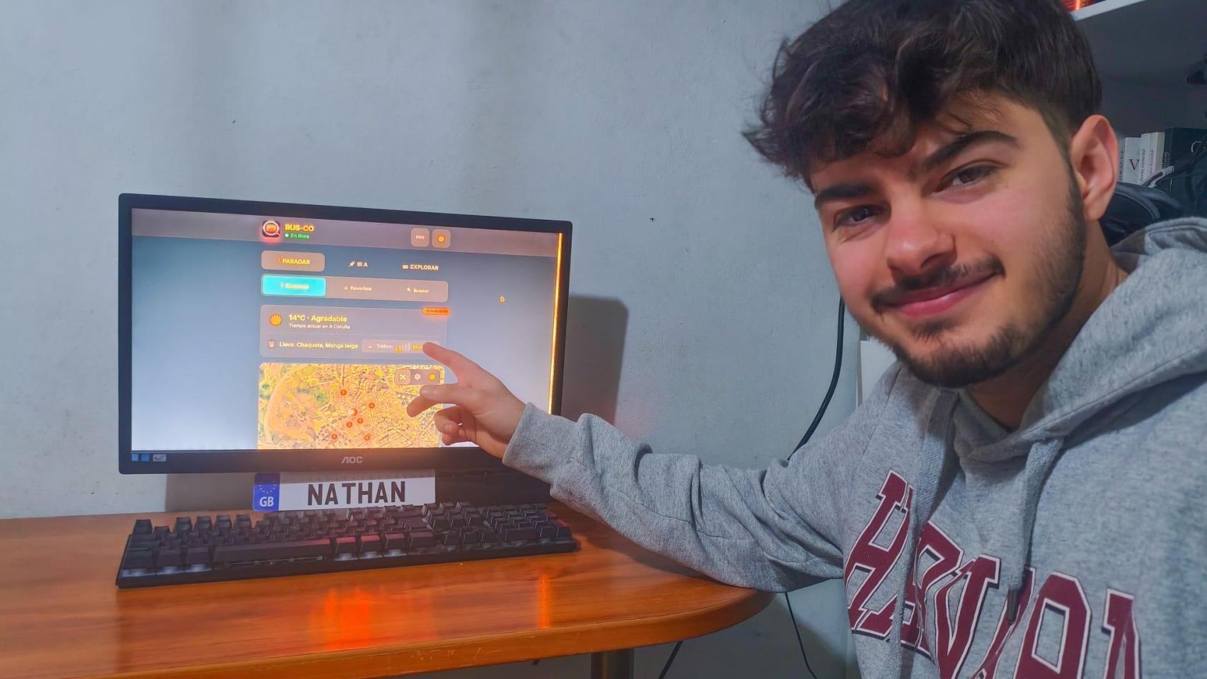 Nathan Mariñas, estudiante de Ingeniería en Inteligencia Artificial y desarrollador de la autoría de BiciCoruña