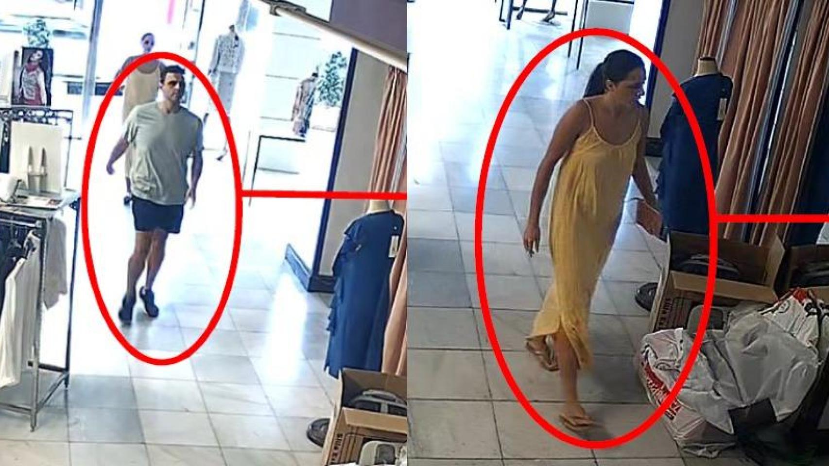 Felipe junior, y su hermana, Rosario, grabados por las cámaras de seguridad de la tienda de su padre.