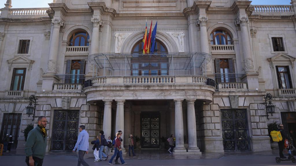 El balcón del Ayuntamiento de Valencia.