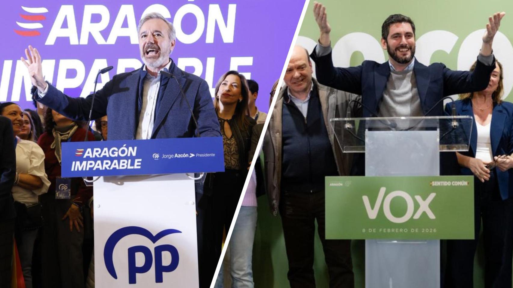 Jorge Azcón y Alejandro Nolasco, el pasado 8-F.
