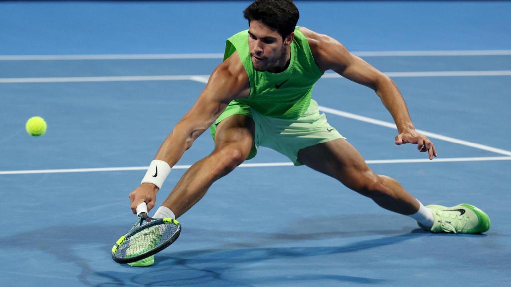 Carlos Alcaraz, durante el partido ante Rublev.
