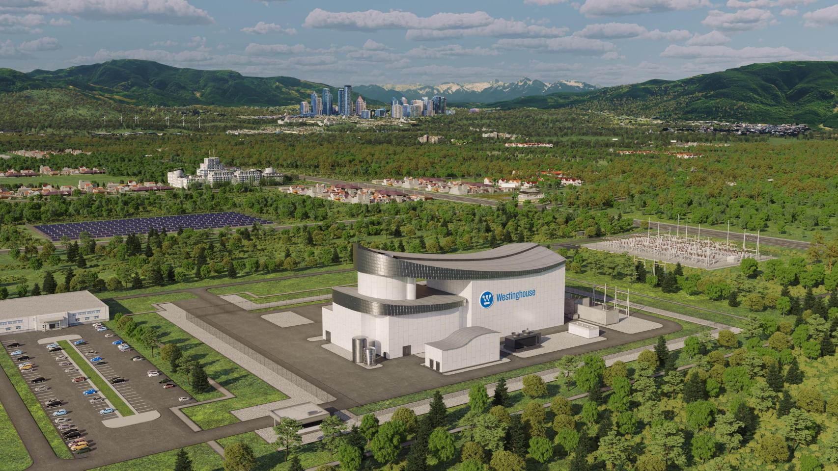 Imagen simulada de la central nuclear de última generación de Westinghouse, AP1000