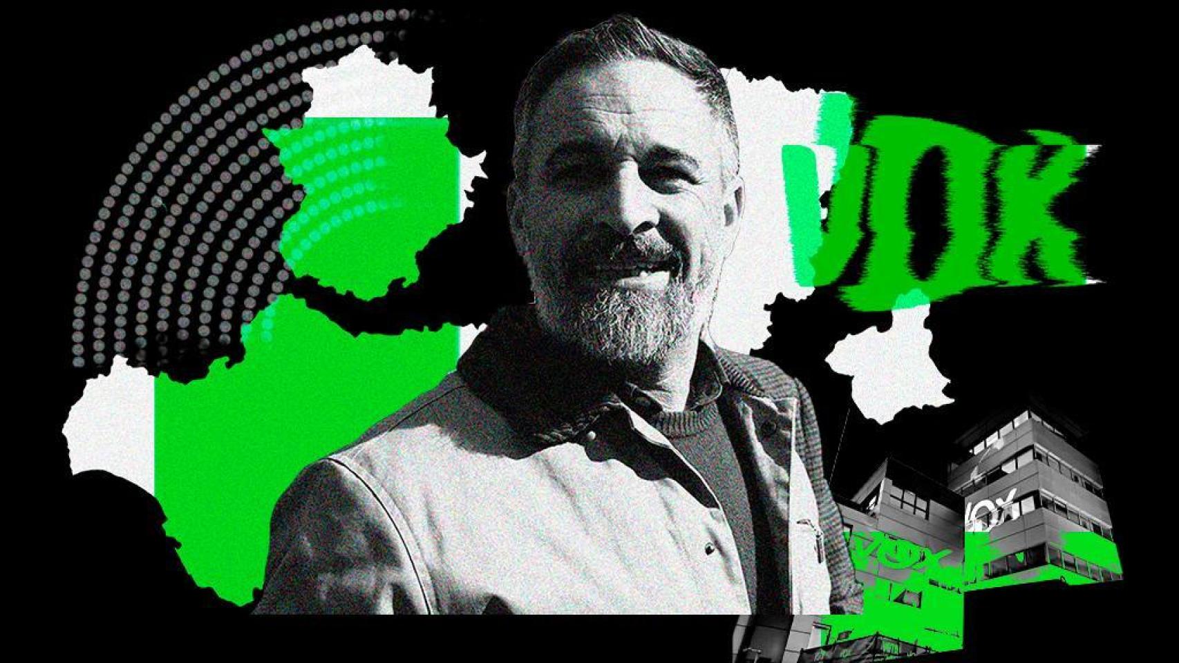 Abascal, ante un mapa de Andalucía donde puede ser segunda fuerza en algunas provincias.