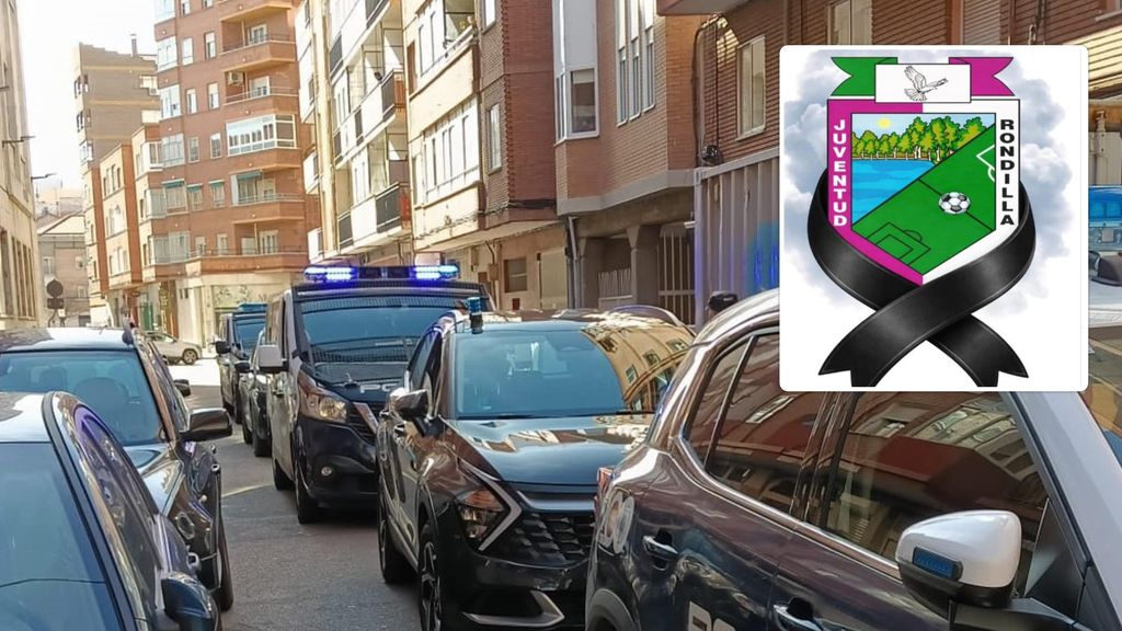 Montaje del lugar de la agresión mortal, en la calle Democracia de Valladolid, y el mensaje de luto publicado por el Juventud Rondilla