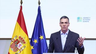 El presidente del Gobierno, Pedro Sánchez, durante el acto de presentación de las medidas para facilitar el acceso a la actividad agraria.