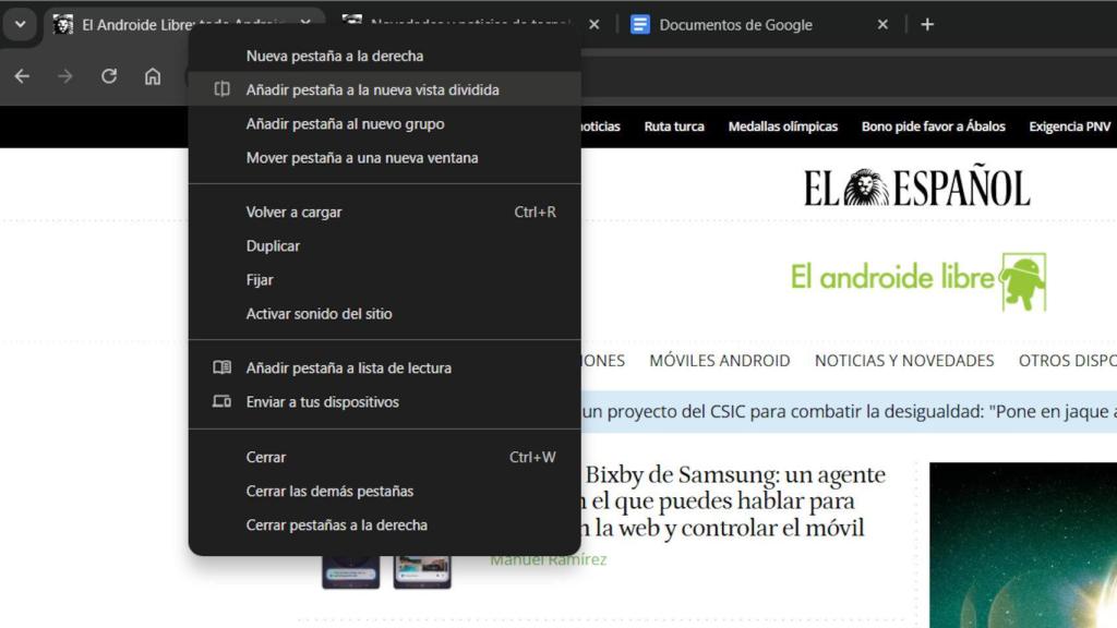 Cómo tener dos pestañas al mismo tiempo en la nueva vista dividida de Chrome