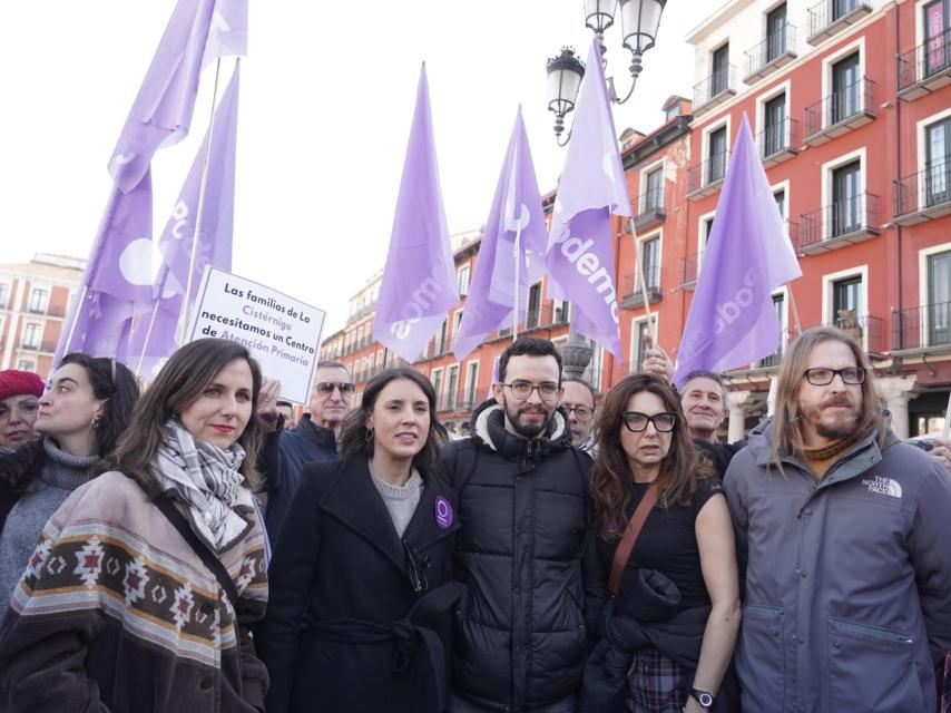 La eurodiputada de Podemos Irene Montero participa en una manifestación en Valladolid.