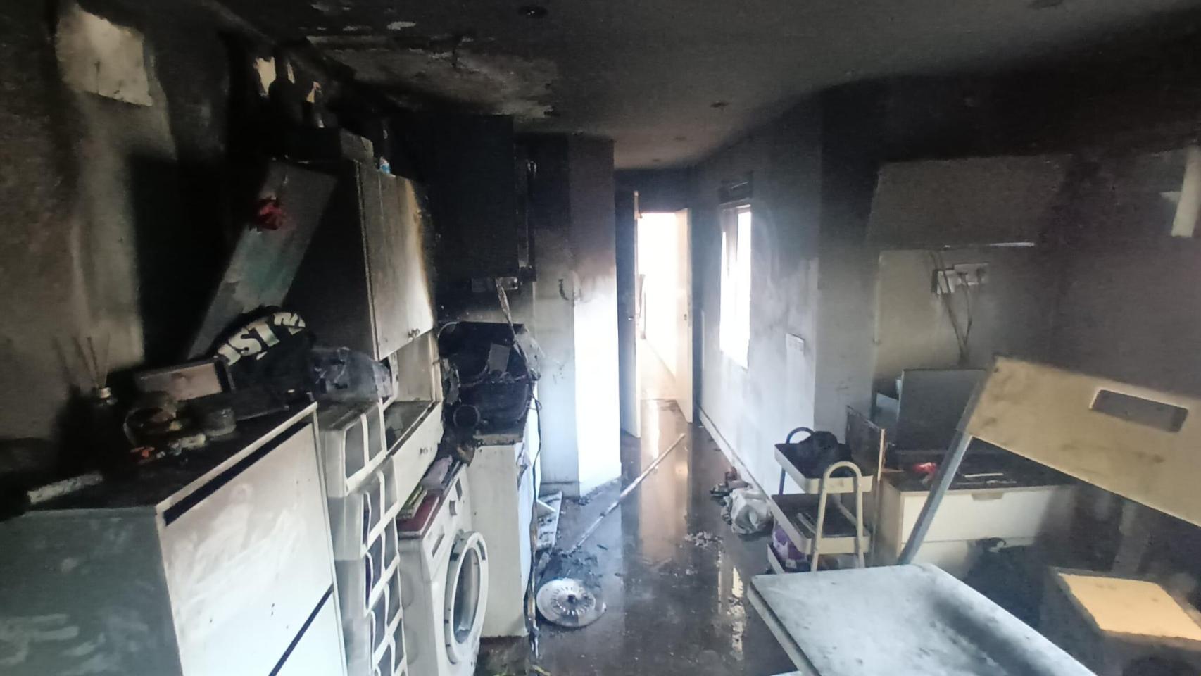 La vivienda incendiada.