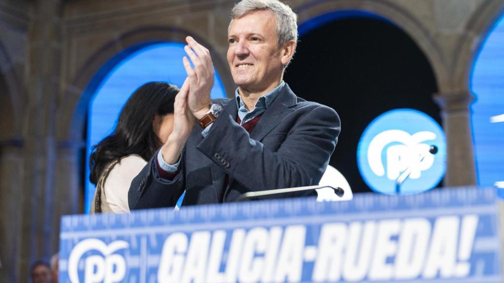 El presidente del PPdeG, Alfonso Rueda, en el acto conmemorativo de su victoria, a 22 de febrero de 2026