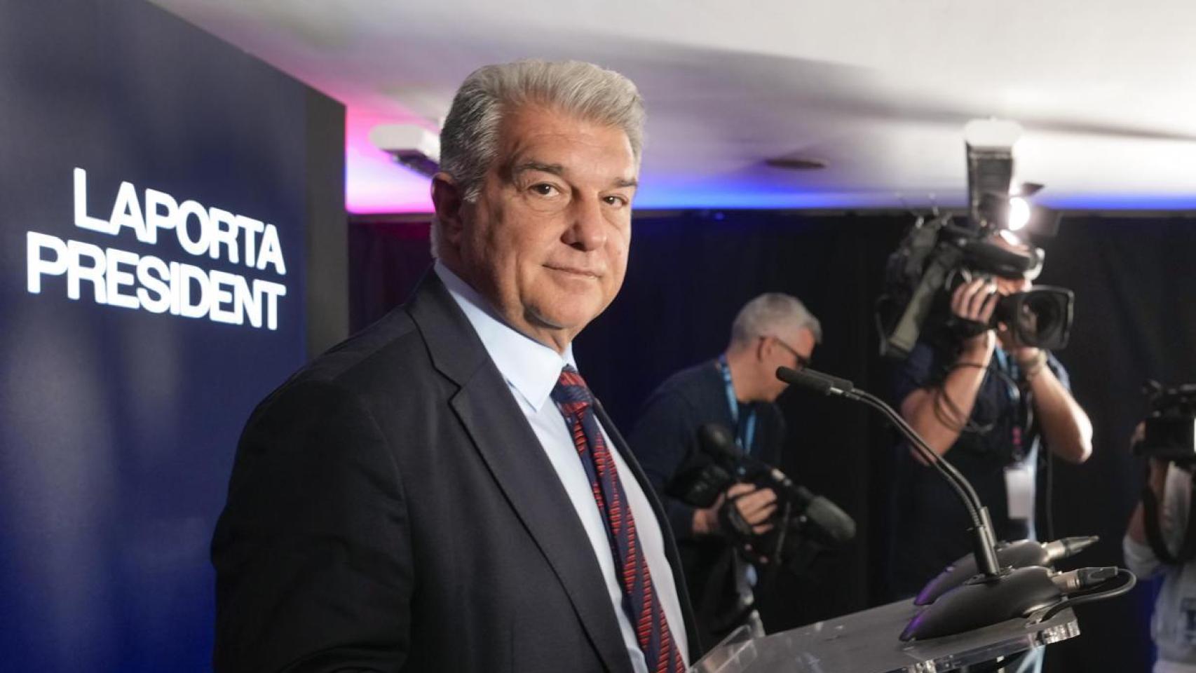 Joan Laporta, en el acto de presentación de su candidatura a la reelección como presidente del Barça
