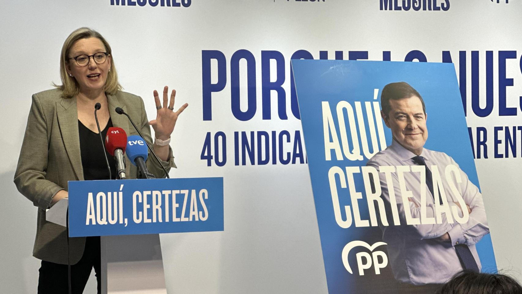 La coordinadora de campaña, Isabel Blanco, ha sido la encargada de detallar la hoja de ruta que seguirá la formación con Alfonso Fernández Mañueco como candidato a la Presidencia de la Junta.