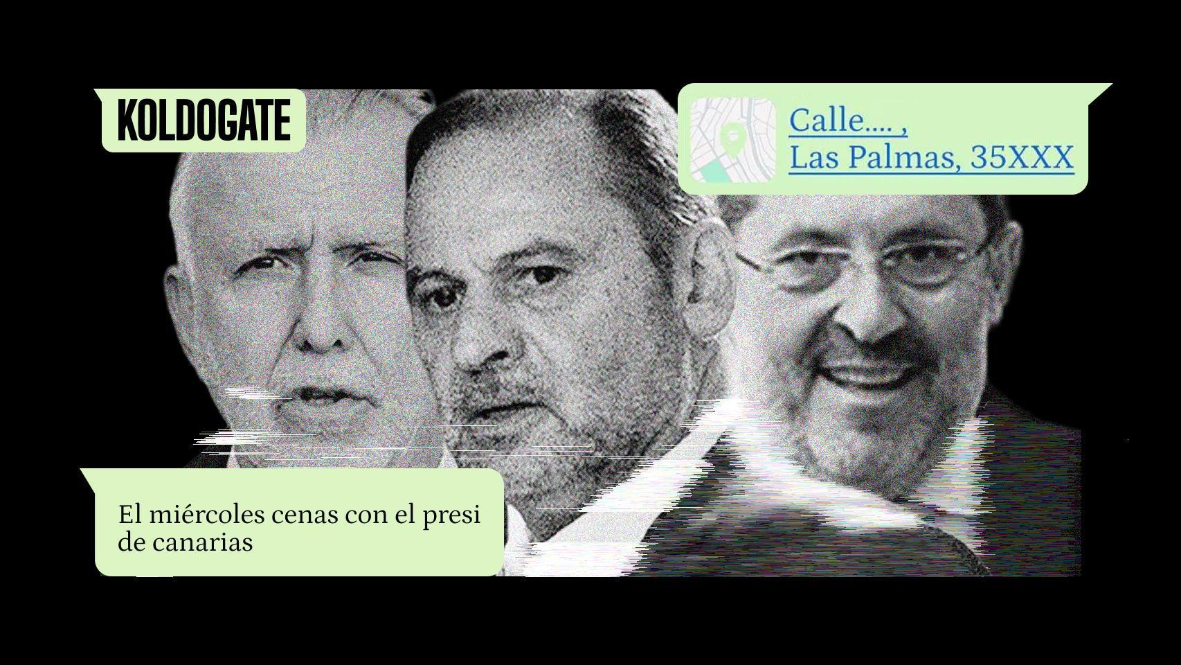 Ángel Víctor Torres, Jose Luis Ábalos y José Ruz, junto a los whatsapps del KoldoGate.