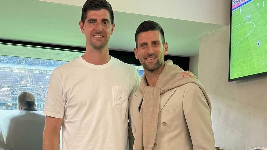 Courtois y Djokovic juntos en un palco del Bernabeu