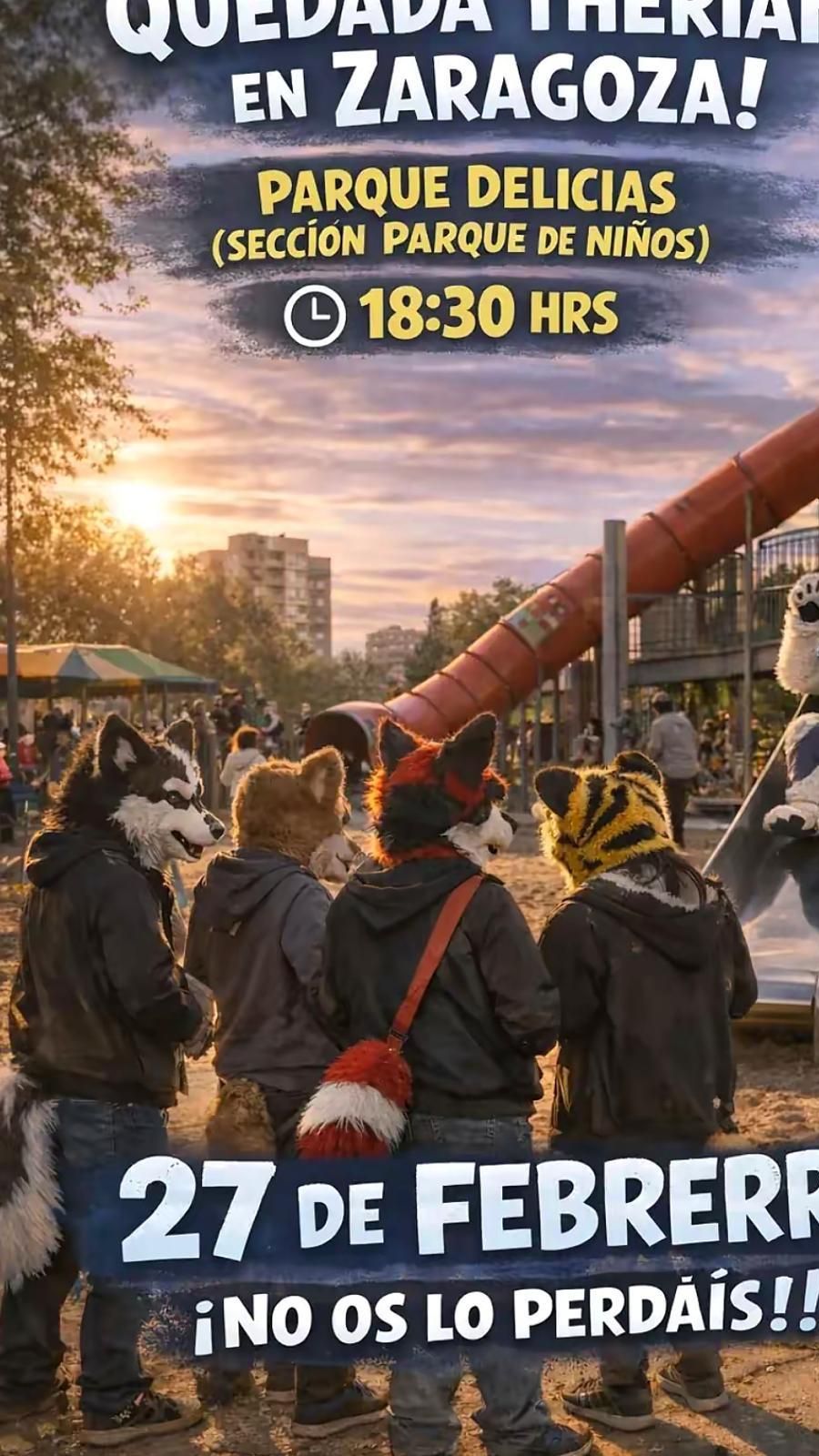 Cartel de la próxima quedada Therian en Zaragoza