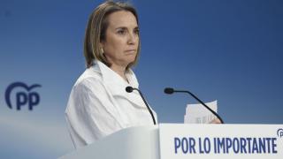 Cuca Gamarra, vicesecretaria de Regenerción Institucional del PP, en ruda de prensa.