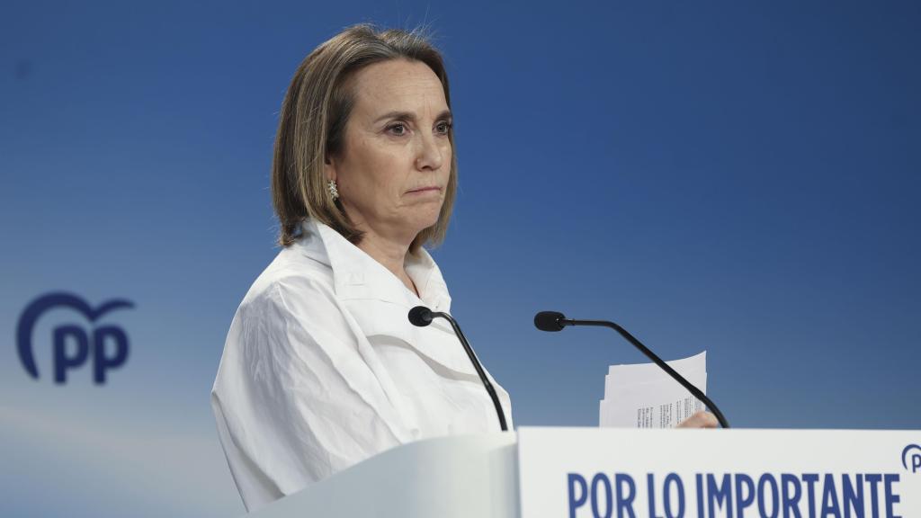 Cuca Gamarra, vicesecretaria de Regenerción Institucional del PP, en rueda de prensa.