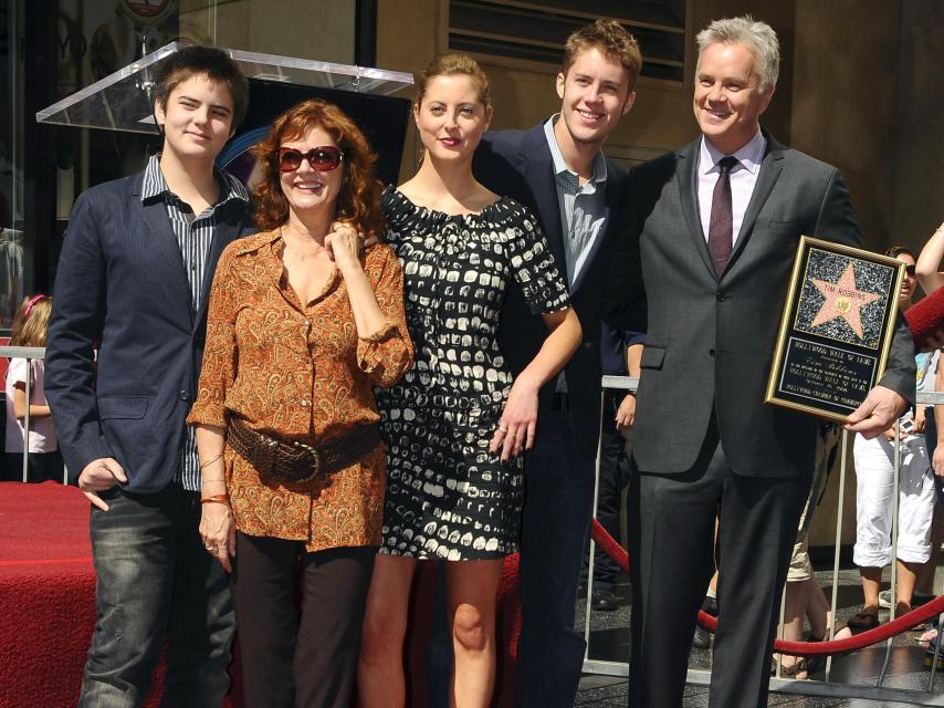 Susan Sarandon, sus hijos, y su expareja, Tim Robbins.