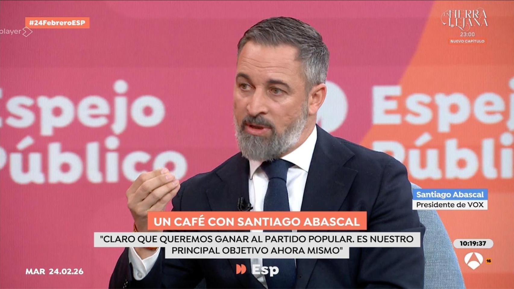Santiago Abascal durante su entrevista en 'Espejo Público'.