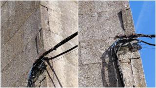 Vecinos del barrio vigués de Teis alertan del riesgo de caída de piedras en el antiguo centro de salud