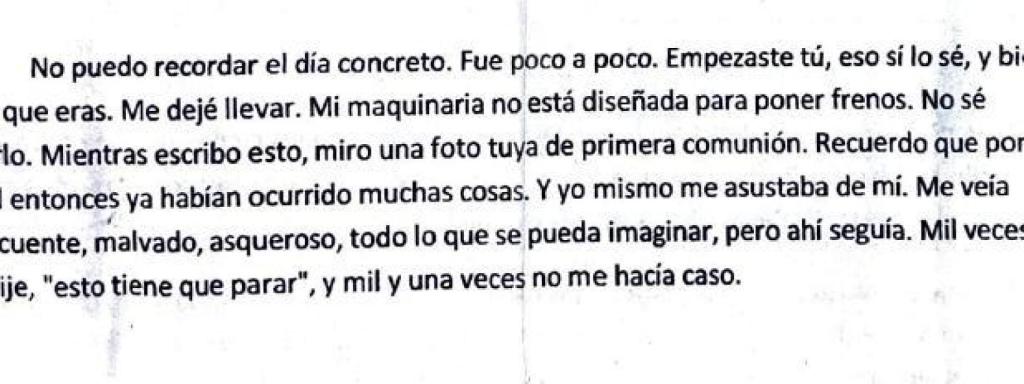 Un extracto de una de las cartas aportadas por la hija adoptiva de José María.