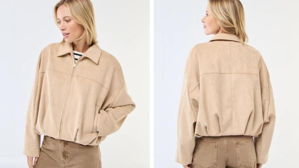 Chaqueta lisa de ante sintético.