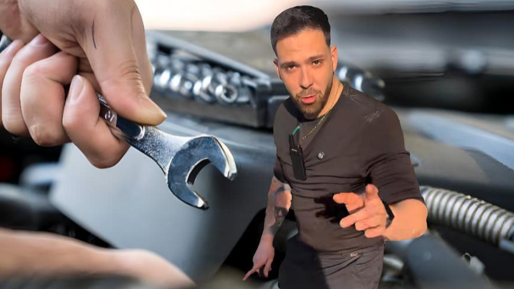 Composición del mecánico y arreglo de un motor.