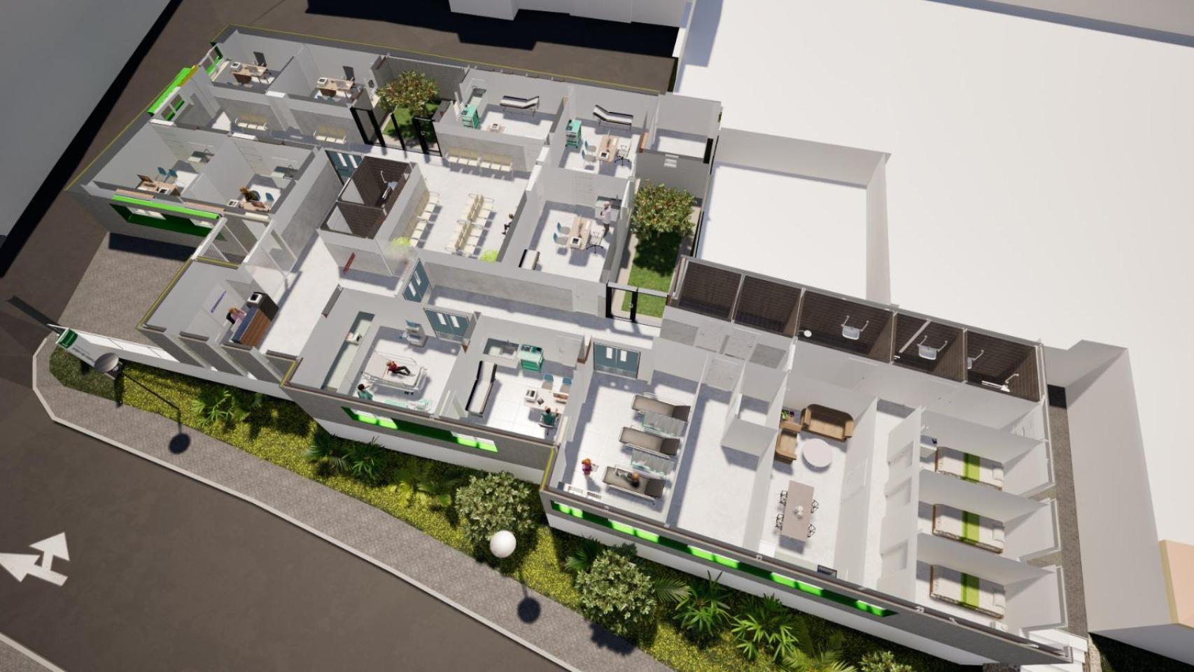 Infografía del futuro centro de salud de Cuevas de San Marcos.