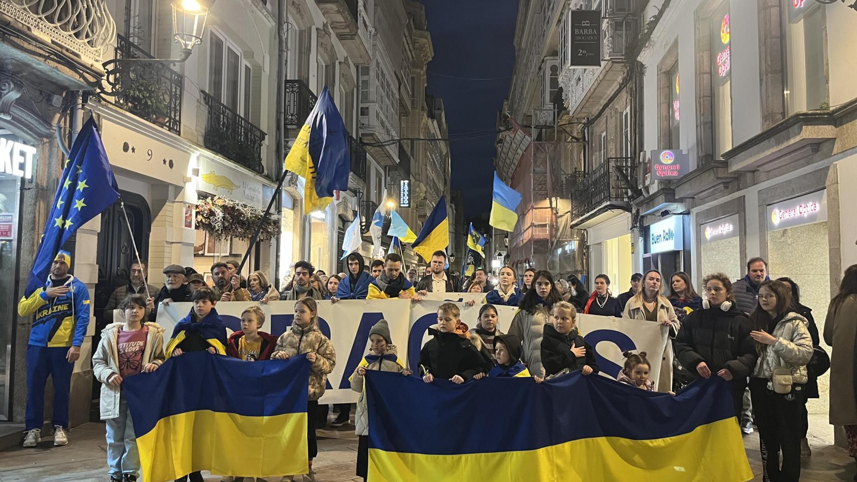 A Coruña se moviliza en el cuarto aniversario de la invasión rusa de Ucrania