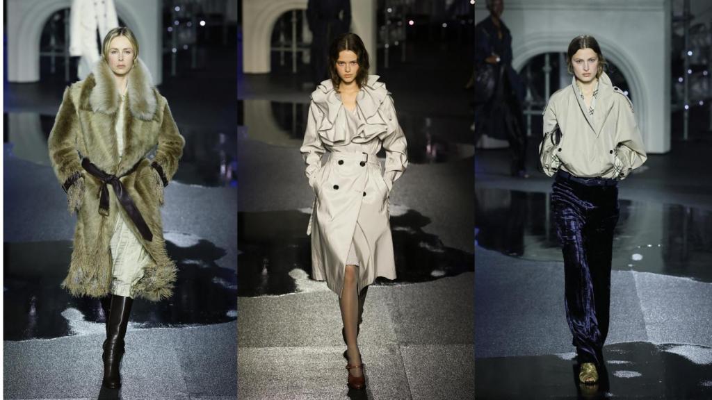 Burberry y sus contrastes matéricos.