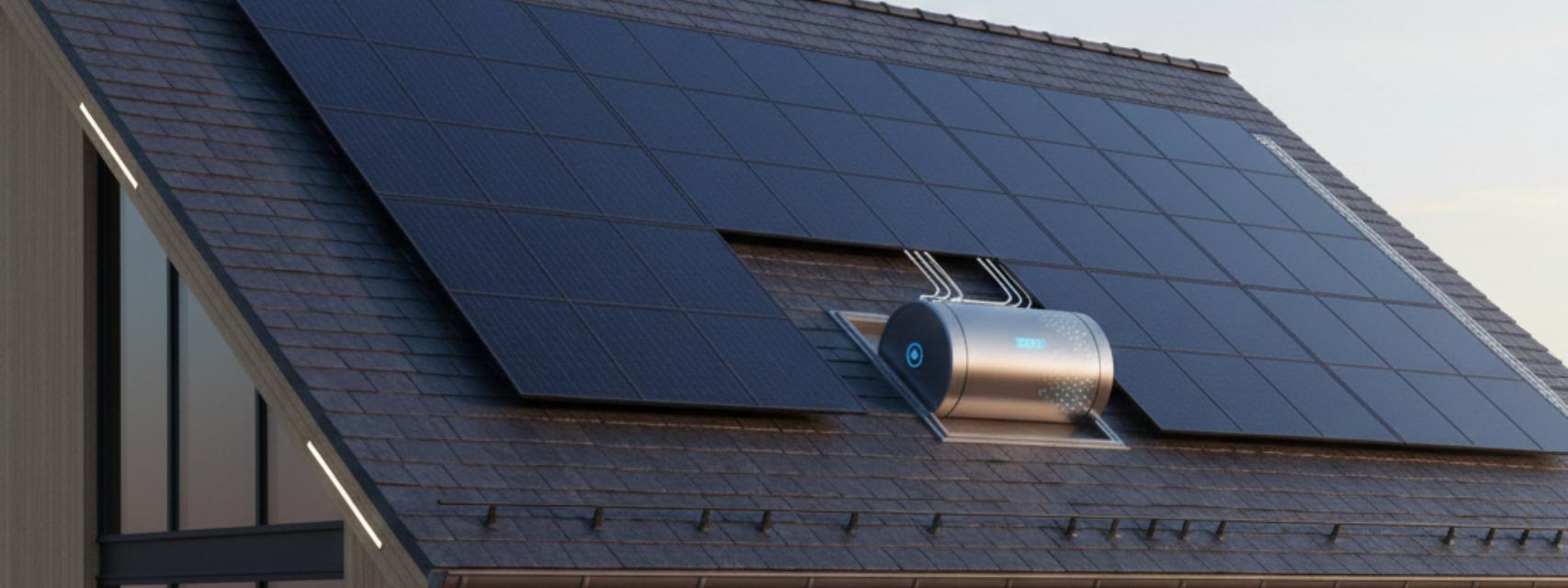Ilustración de un sistema solar térmico en un tejado.