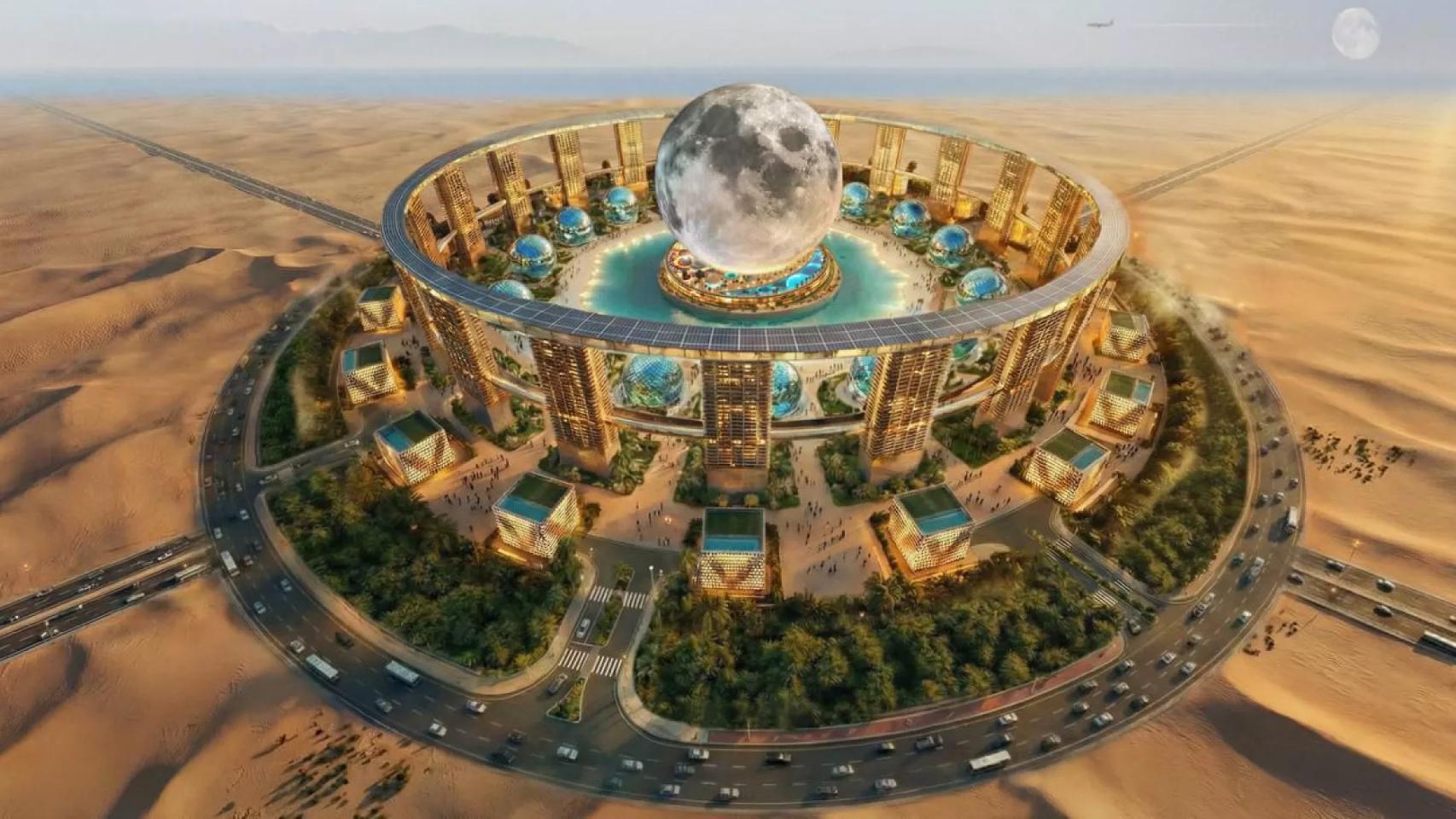 Concepto de la megaconstrucción esférica Moon.