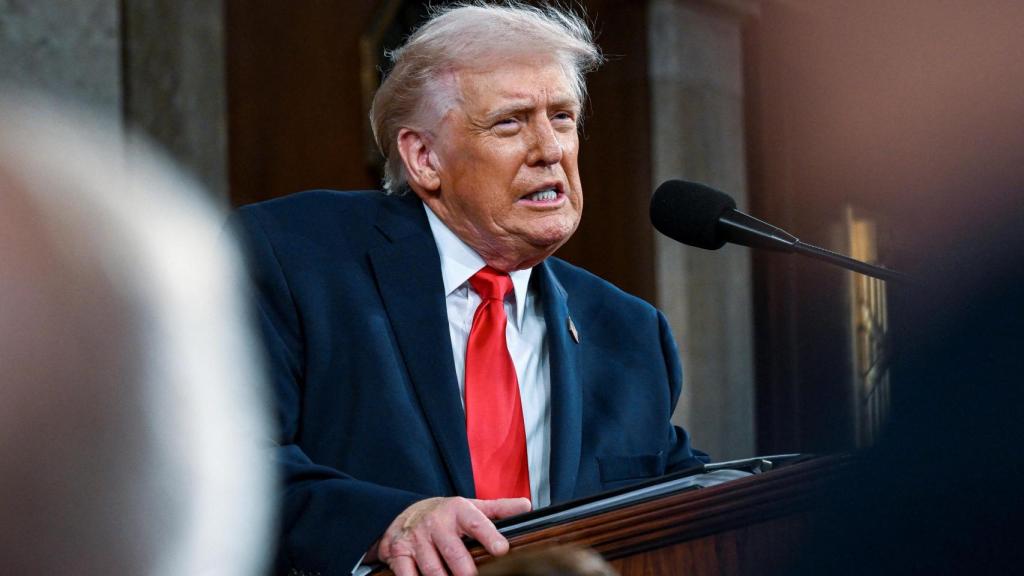 El presidente Donald Trump durante el discurso del estado de la Unión.