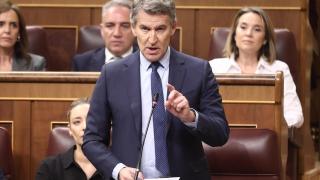 El presidente del Partido Popular, Alberto Núñez Feijóo, se dirige a Pedro Sánchez en la sesión de control del Congreso.