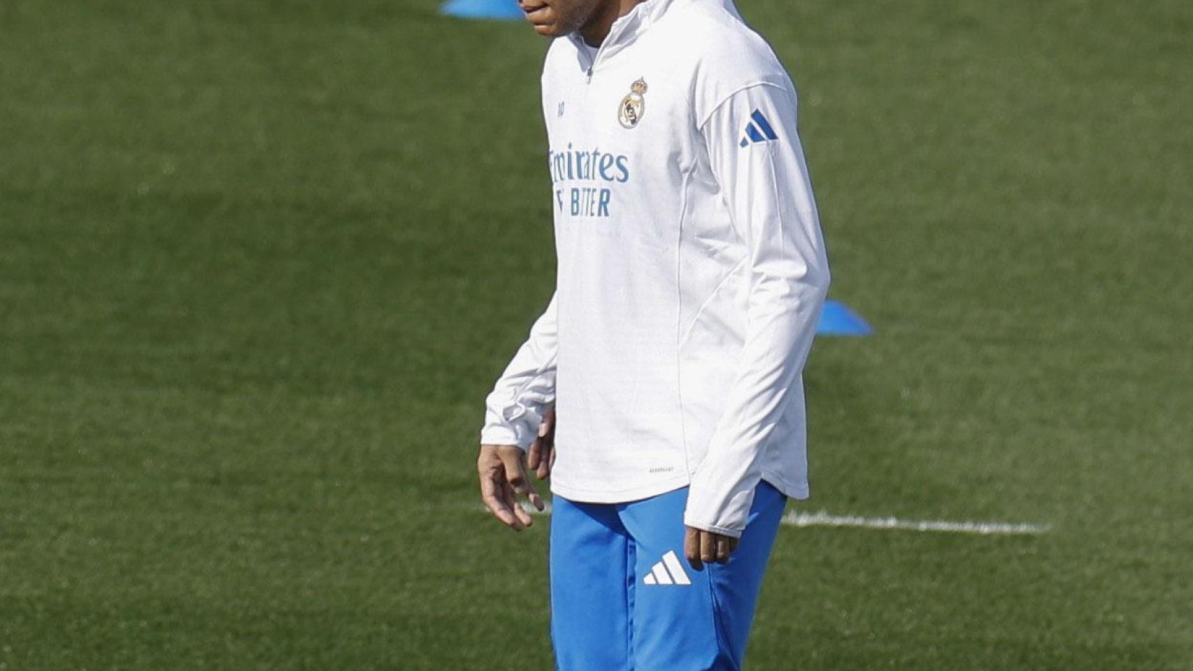 Mbappé, durante un entrenamiento del Real Madrid