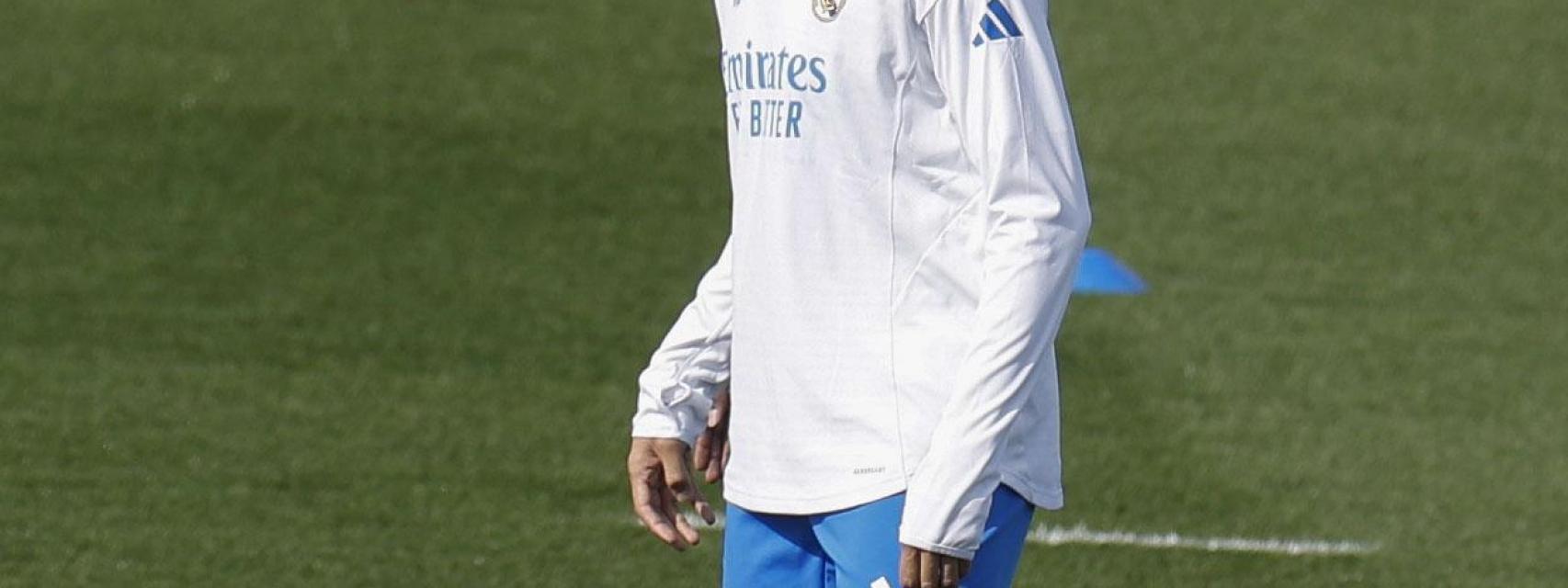 Mbappé, durante un entrenamiento del Real Madrid