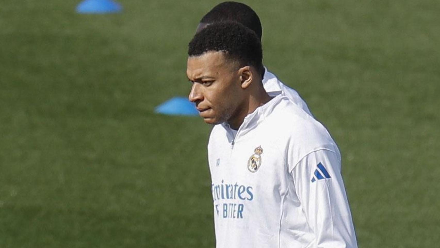 Mbappé, durante un entrenamiento del Real Madrid