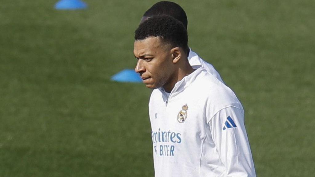 Mbappé, durante un entrenamiento del Real Madrid