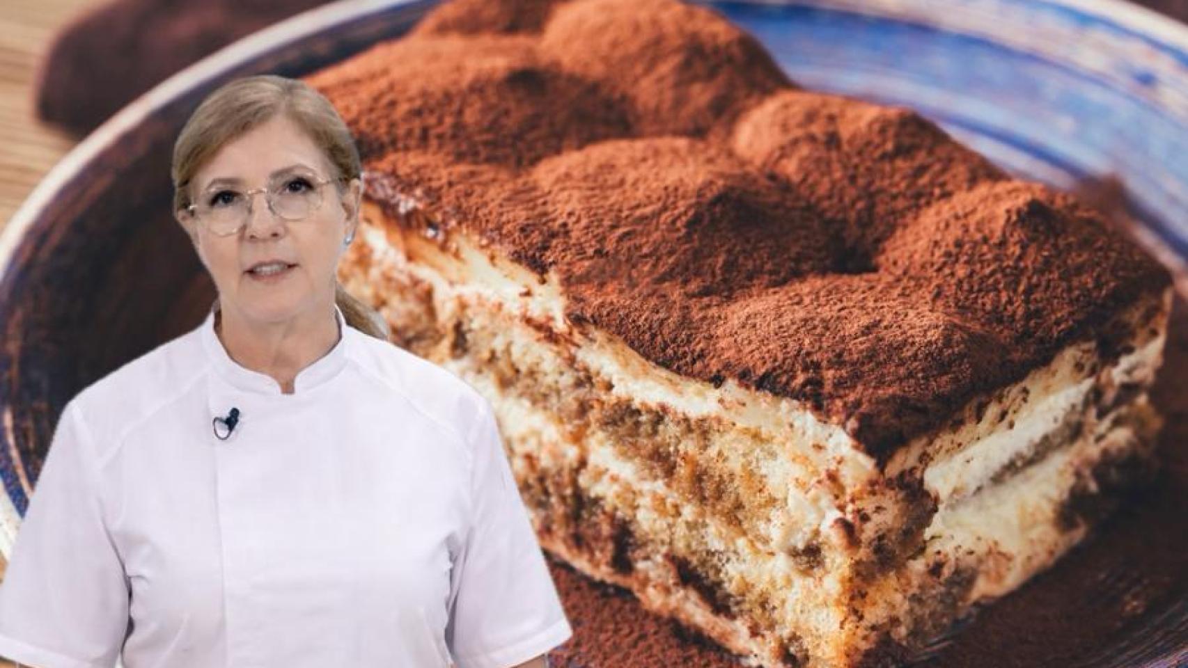 Isabel Martínez junto a un tiramisú.