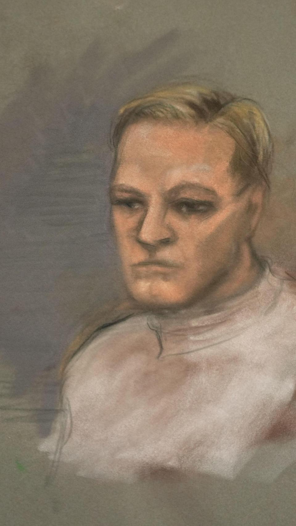 Retrato de Marius, durante una de las primeras sesiones de su juicio.