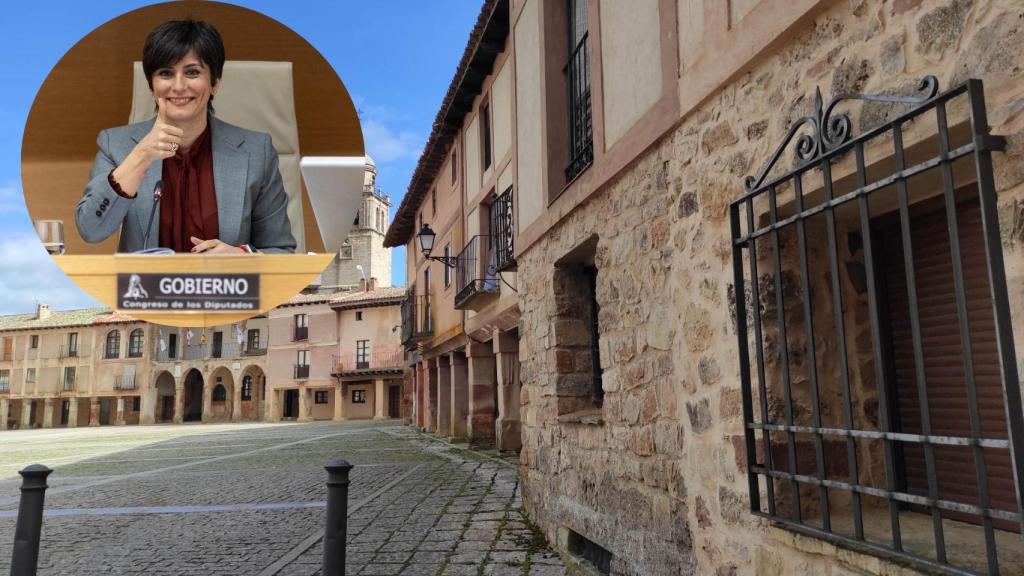 Montaje de Isabel Rodríguez (Europa Press) con una imagen de la localidad de Medinaceli (E.E.).