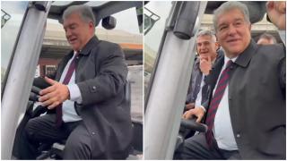 Joan Laporta, en un ascensor de Mercabarna
