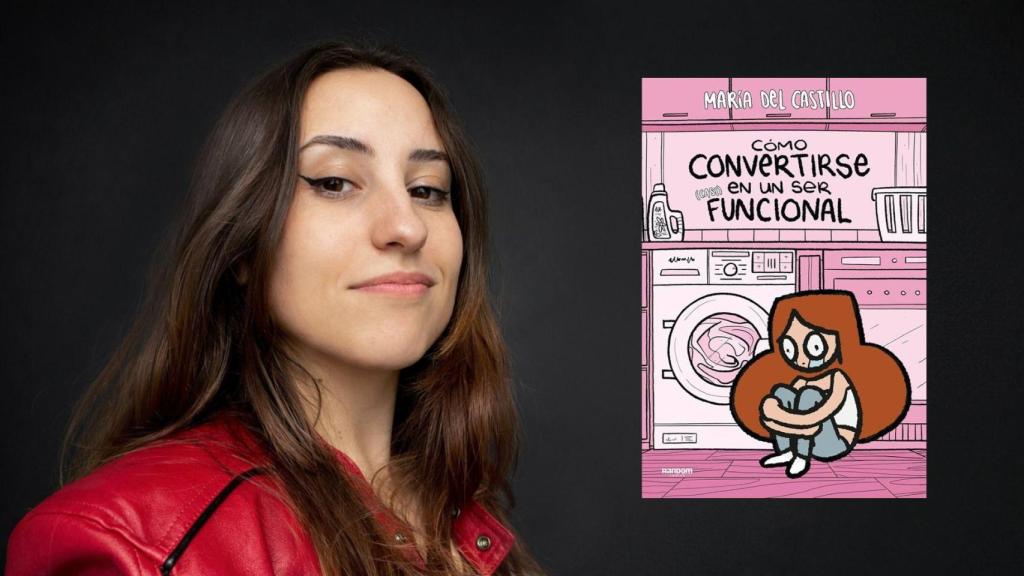 María del Castillo junto a la portada de su libro 'Cómo convertirse en un ser (casi) funcional'.