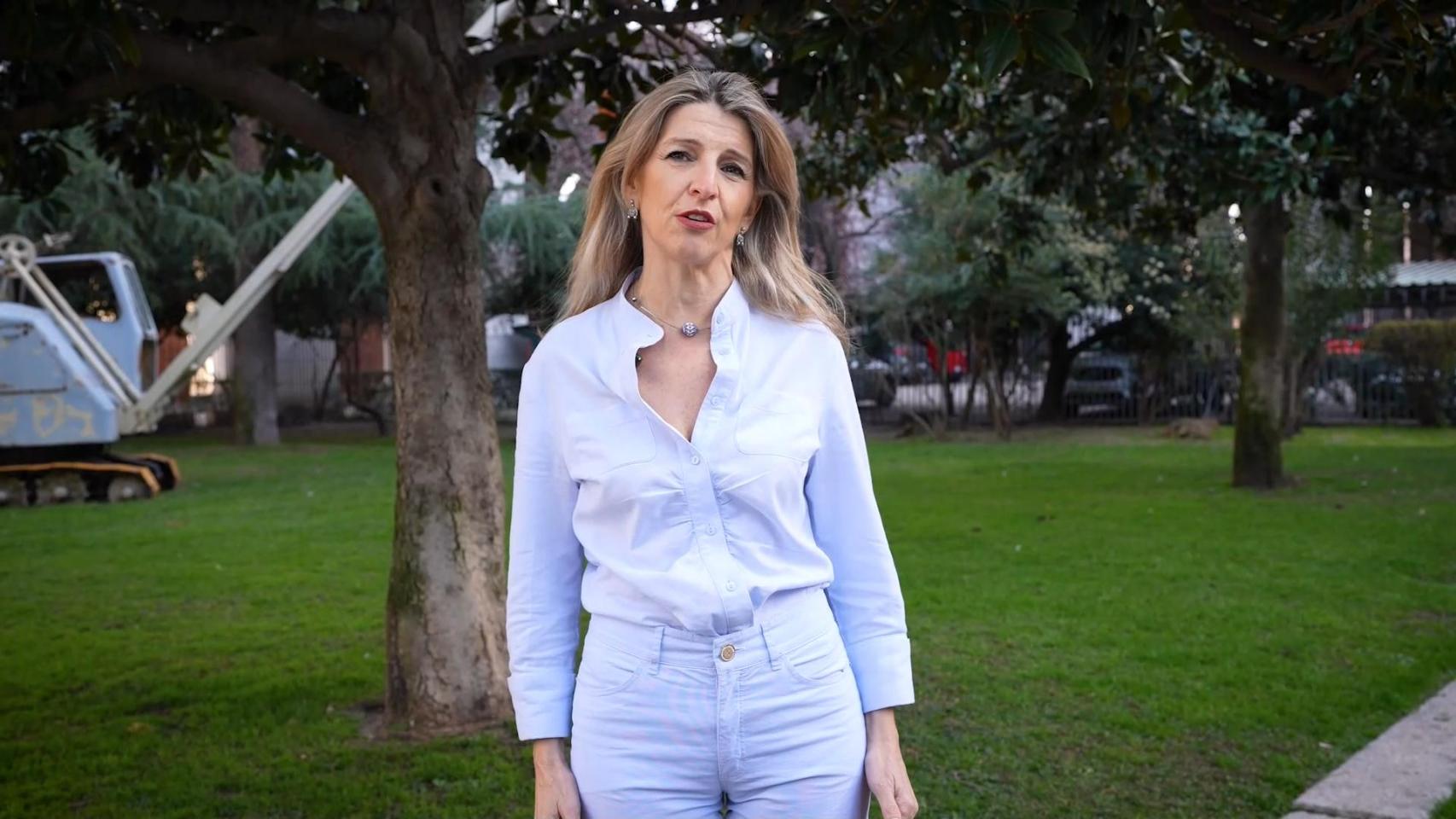 Yolanda Díaz en el vídeo en el que anuncia que no se presentará a las elecciones generales de 2027.