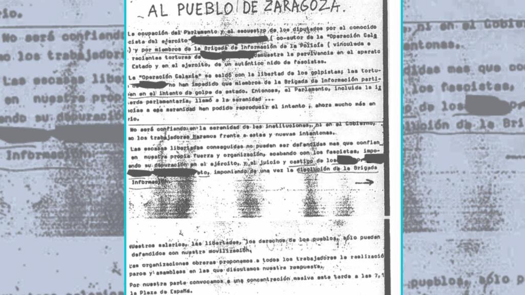 Propaganda haciendo un llamamiento a los ciudadanos de Zaragoza