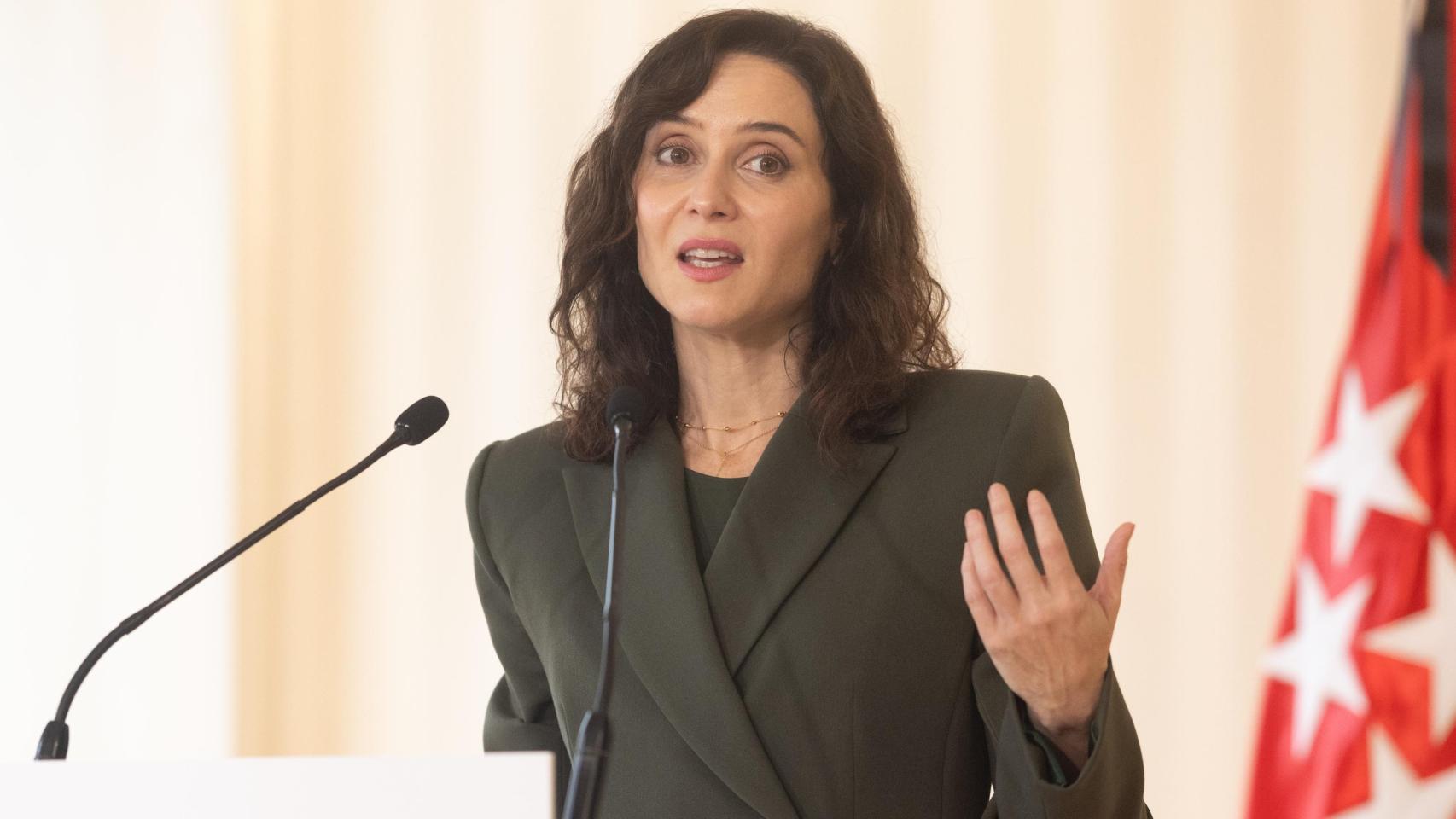 Isabel Díaz Ayuso durante una comparecencia.