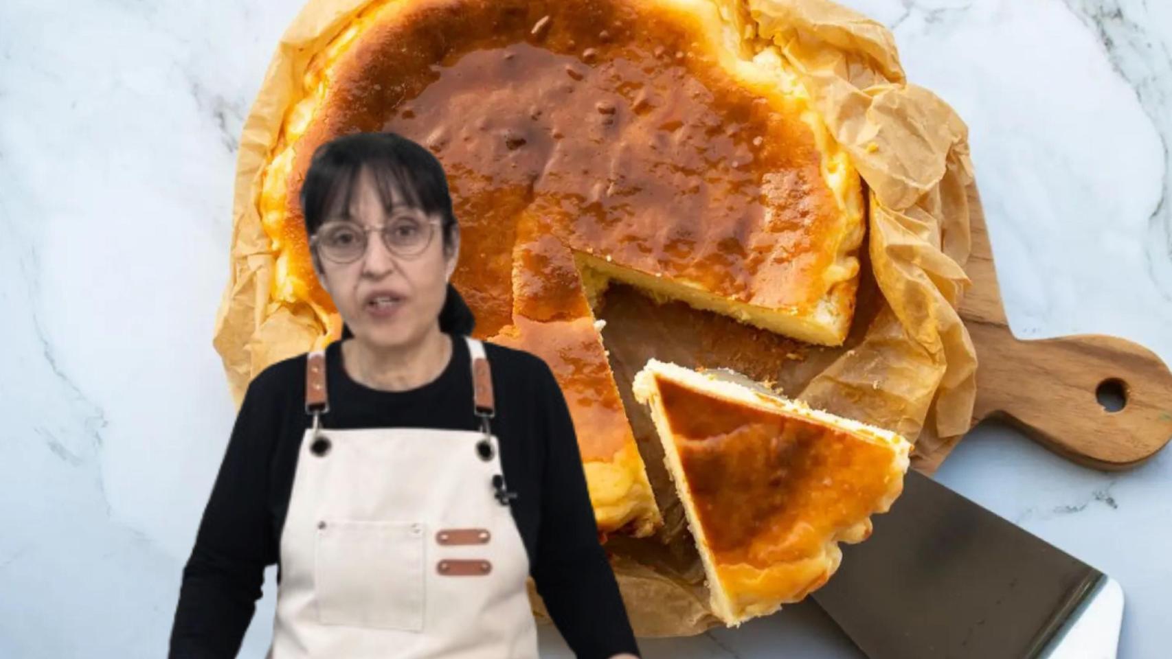 Montaje de Anna y una tarta de queso.